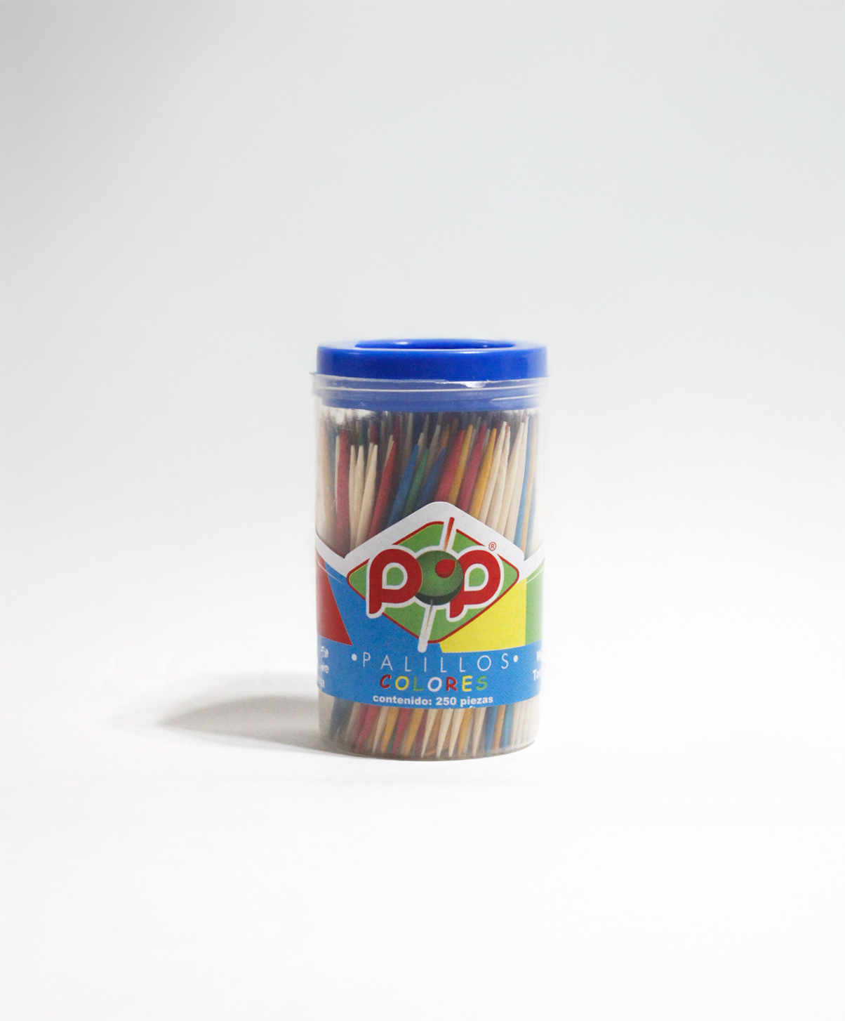 Bote con Palillos de Dientes POP (de colores)