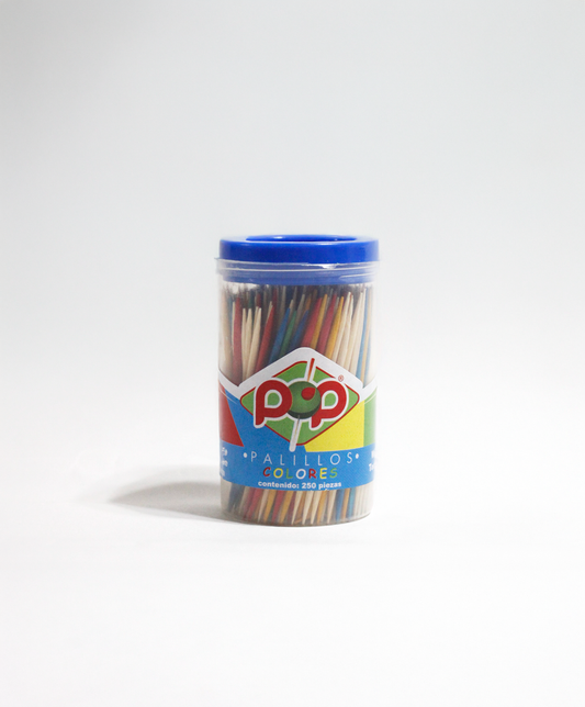 Bote con Palillos de Dientes POP (de colores)